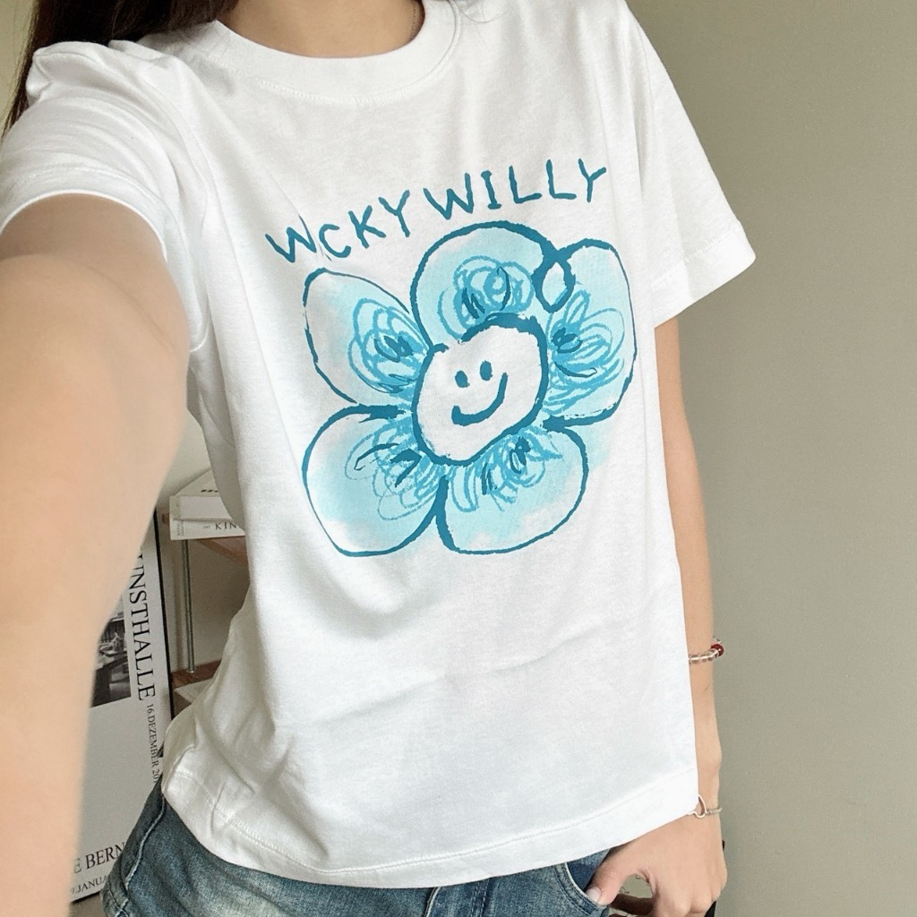 Wacky Willy 大花塗鴉短版上衣 (2colors)