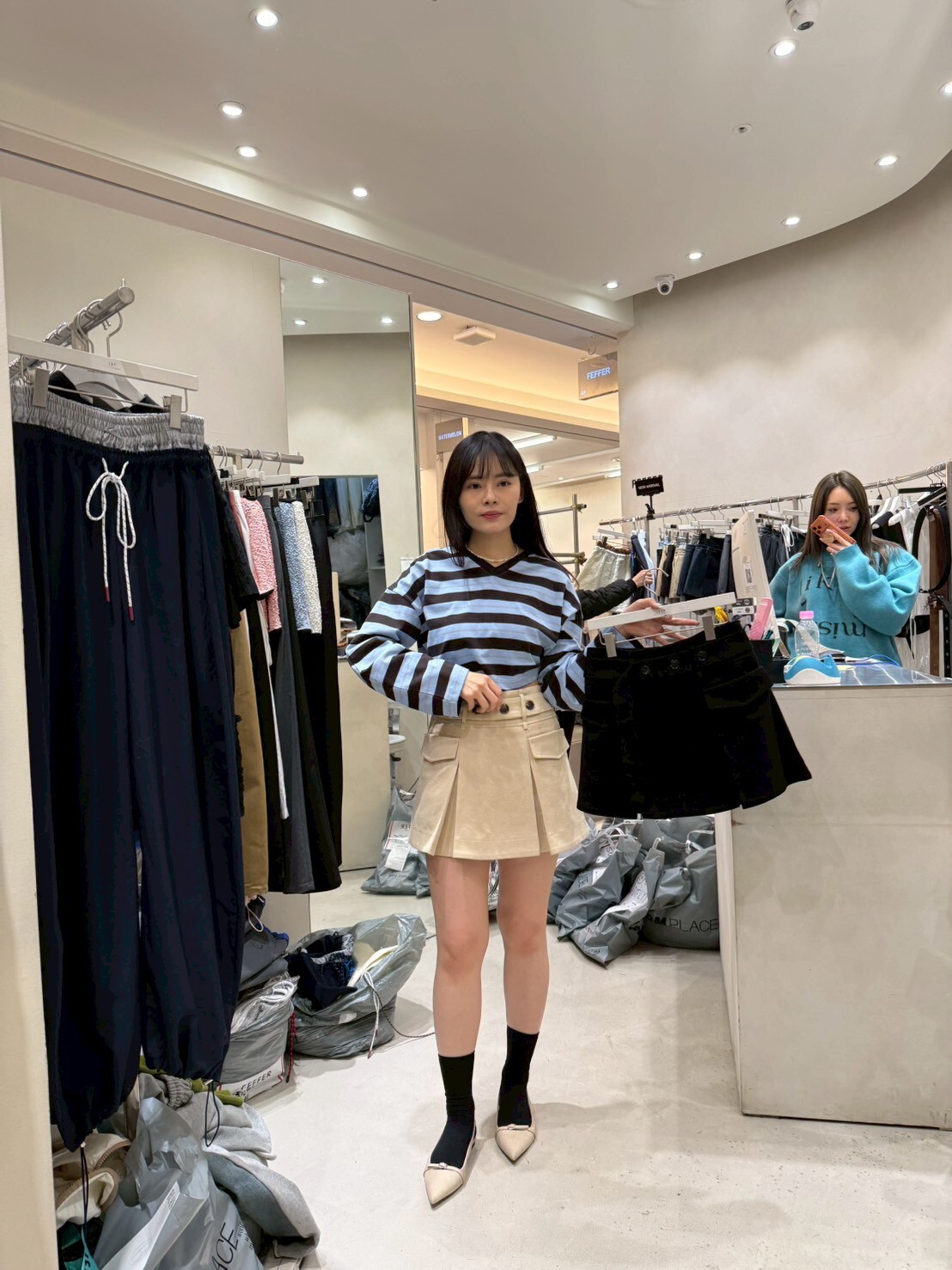 FF6034 鈕扣反蓋口袋打摺裙