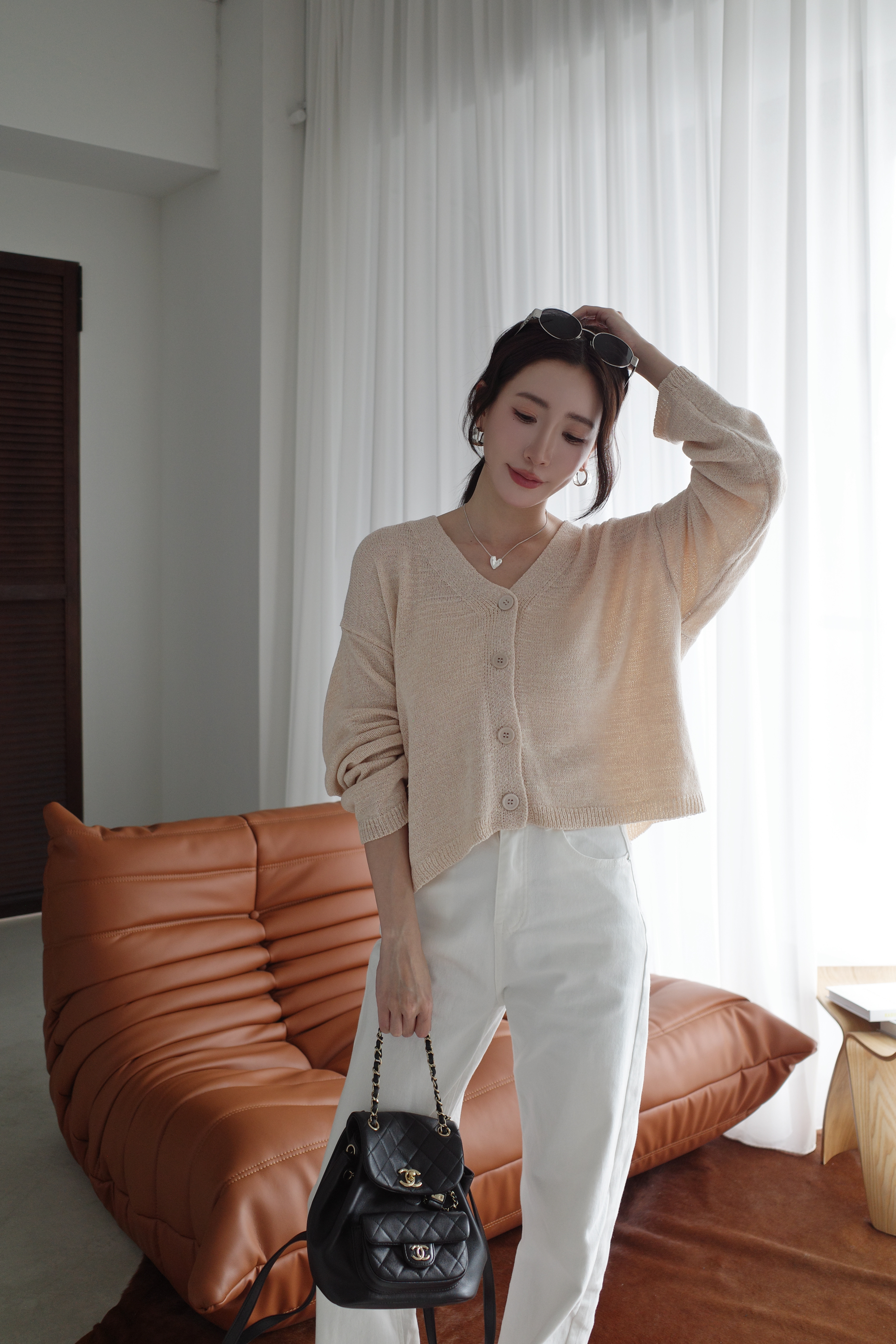 (預購)#AN87 V領排扣小外套(白/杏/淺灰/粉)