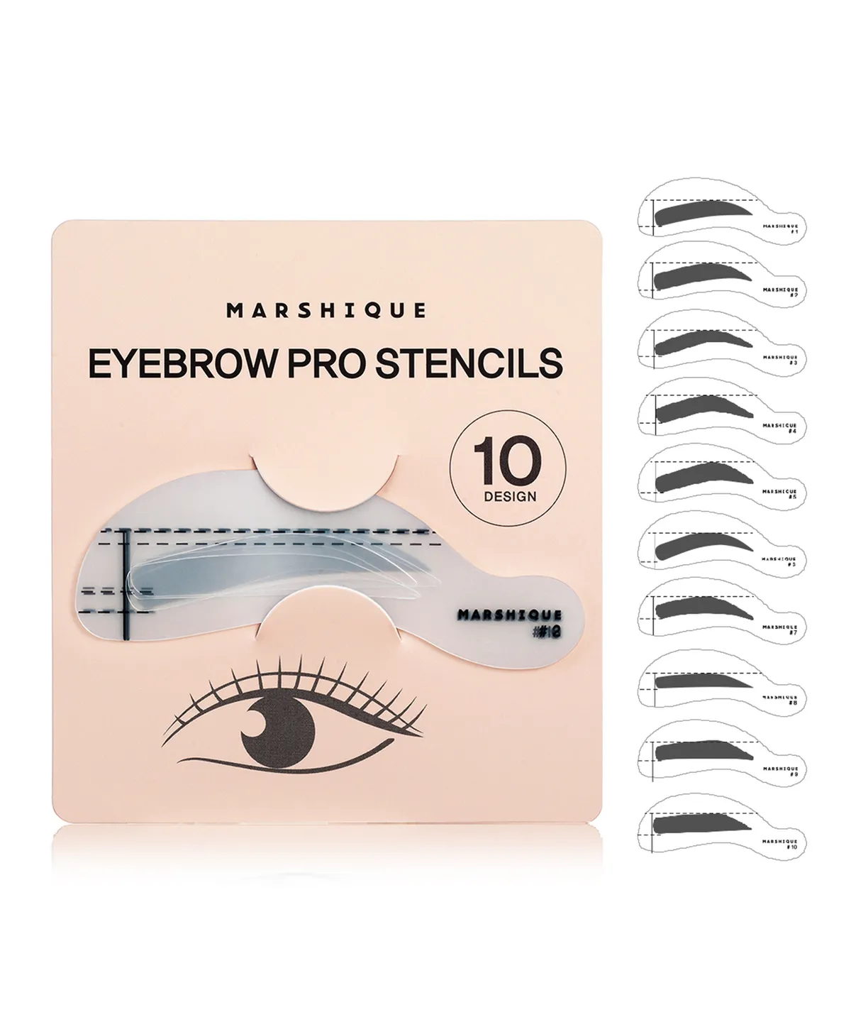 MARSHIQUE 專業眉型繪製輔助模具 #10 種眉型