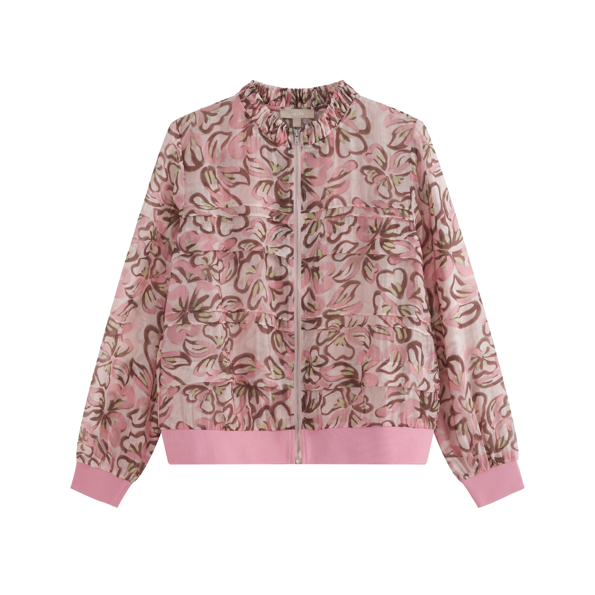 mi-tu 印花薄紗外套