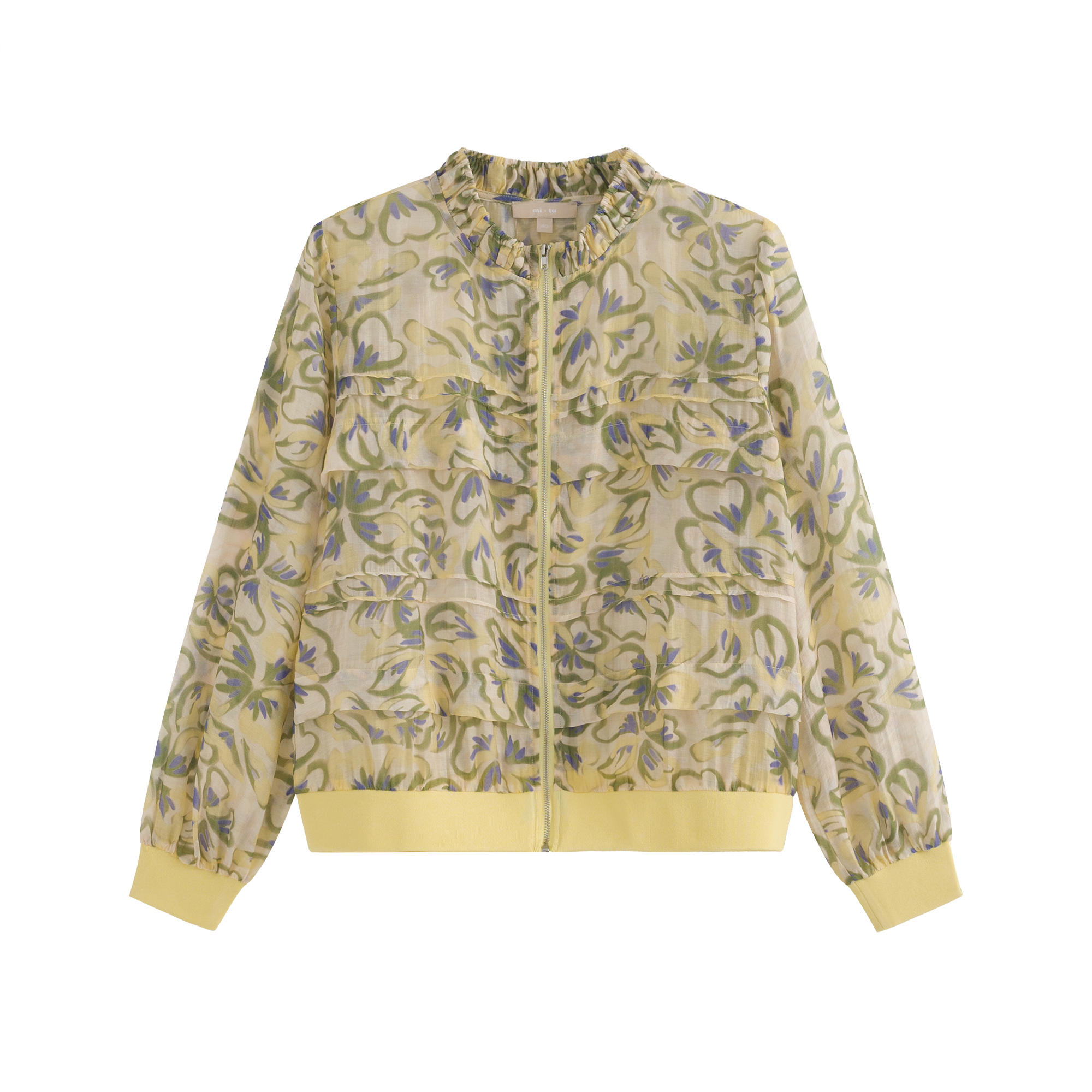 mi-tu 印花薄紗外套