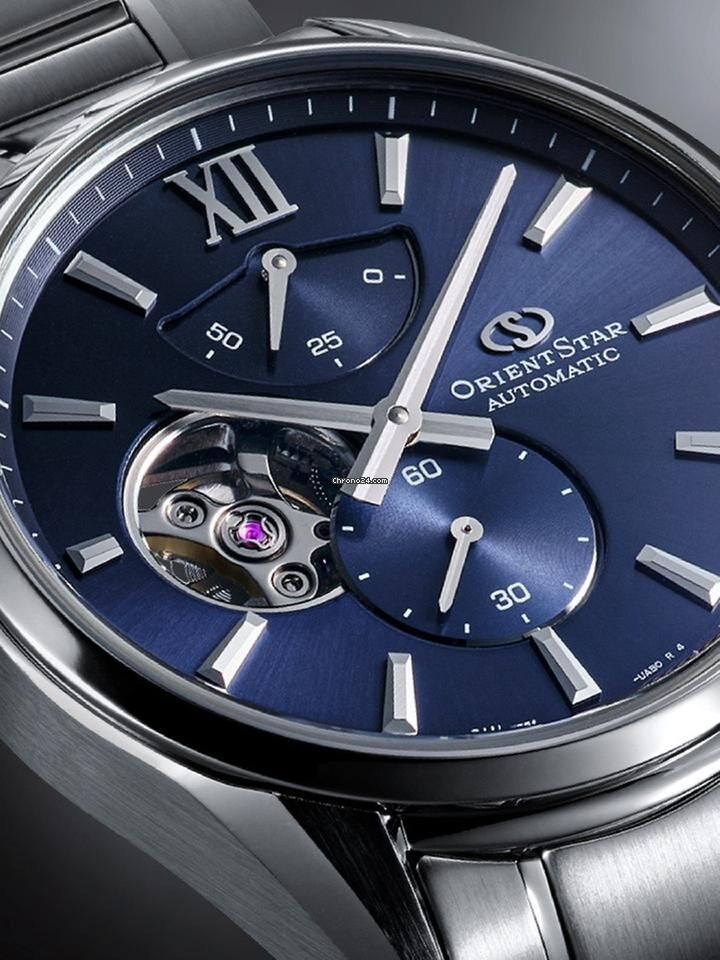 萬年鐘錶 - 東方錶  ORIENT STAR  東方之星  M34 F7優雅深藍半鏤空機械錶 RE-BY0010L 錶徑 : 40mm