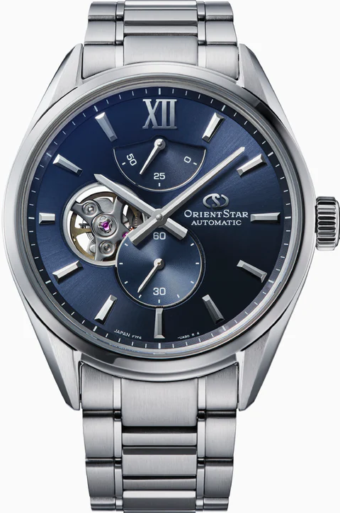萬年鐘錶 - 東方錶  ORIENT STAR  東方之星  M34 F7優雅深藍半鏤空機械錶 RE-BY0010L 錶徑 : 40mm