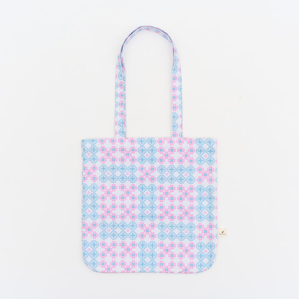 印花樂圓角方形購物袋/海棠花磚/丁香紫