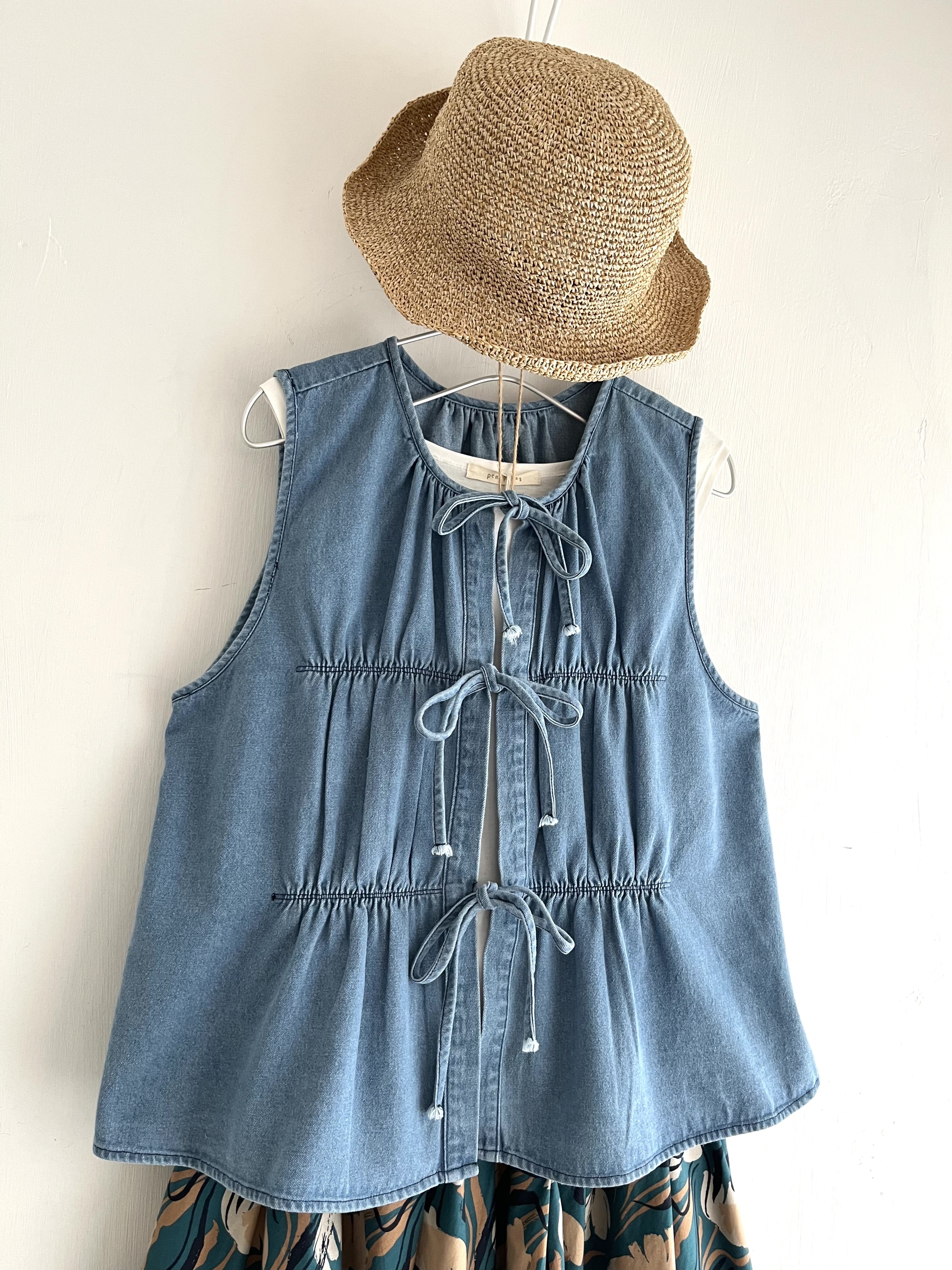 GENTIL藍色牛仔背心外套