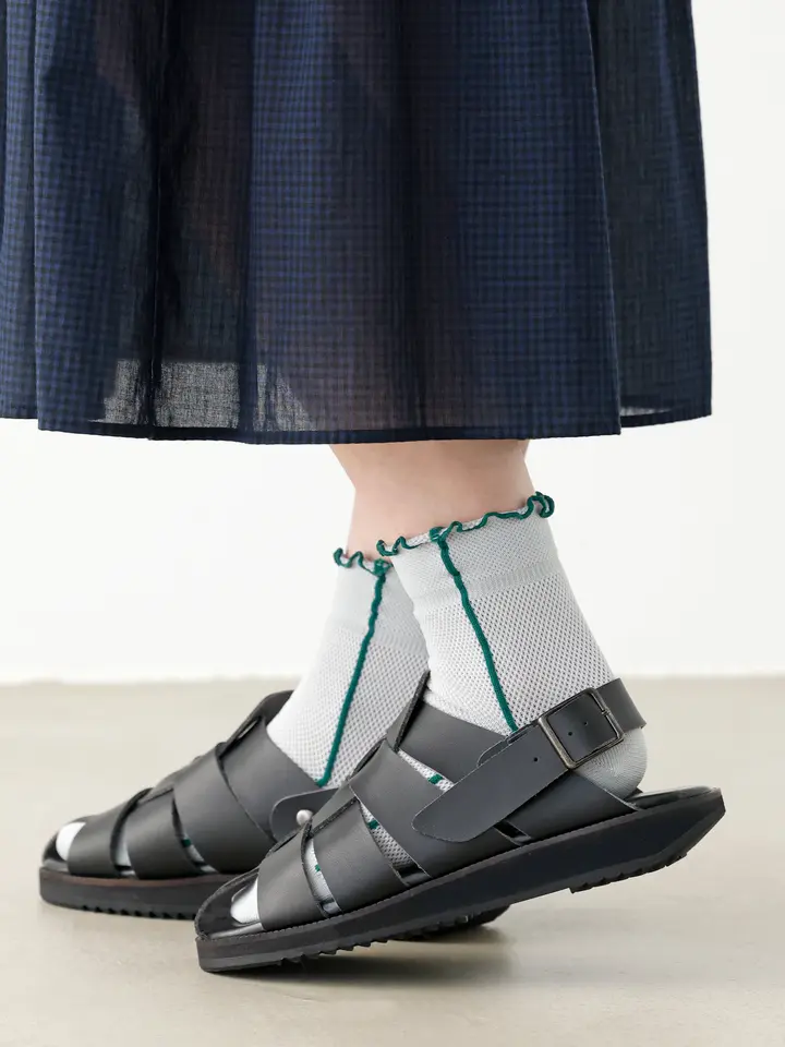 [連線優惠]靴下屋 【清爽舒適】木耳邊側線網眼短襪