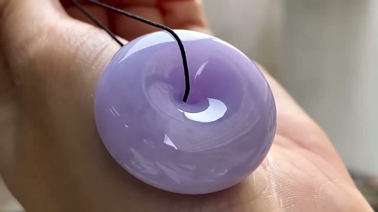 翡翠春紫平安扣 (30mm直徑),天然翡翠A玉, 緬甸玉, Jade, Jadeite
