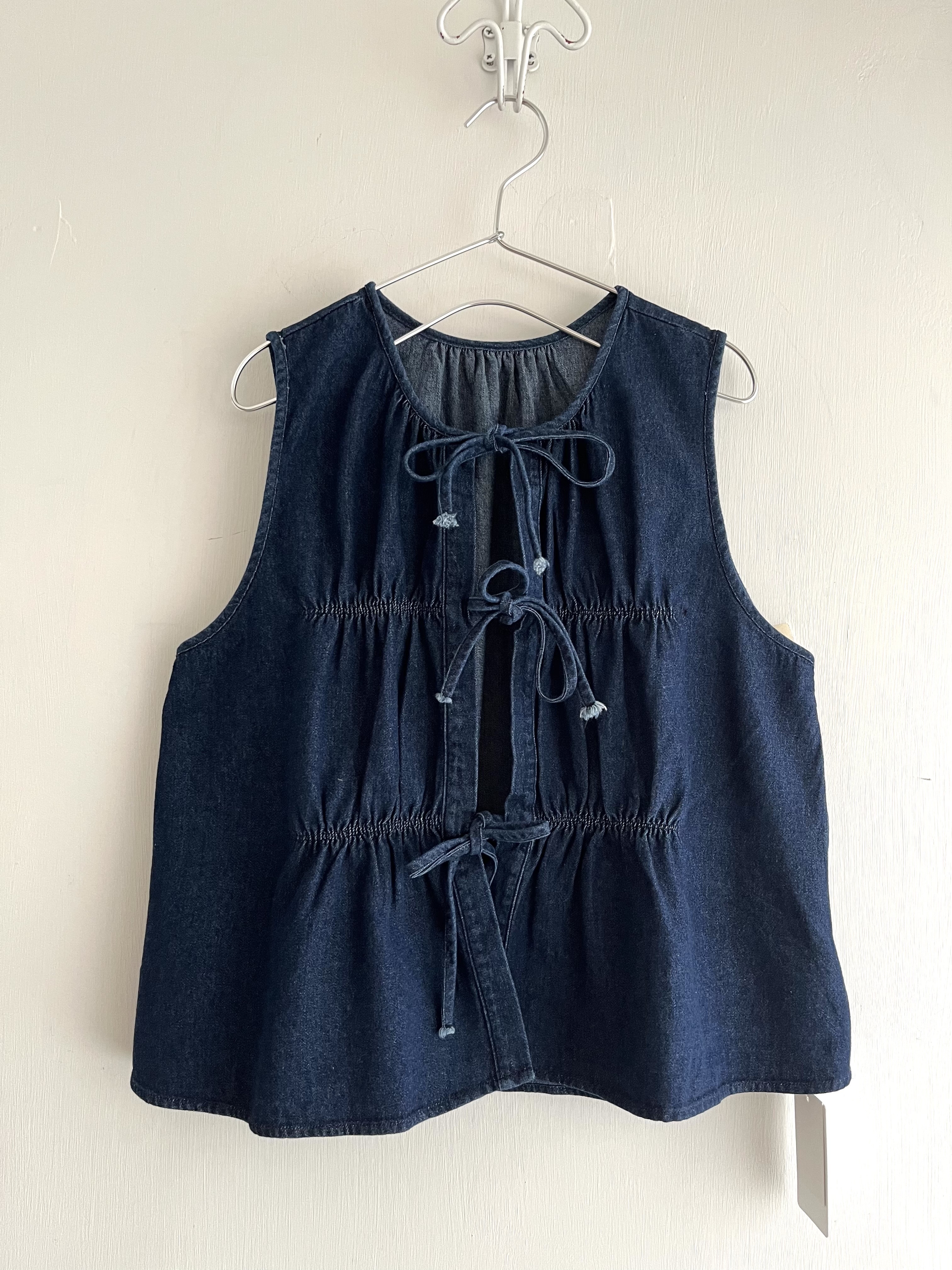 GENTIL深藍色牛仔背心外套