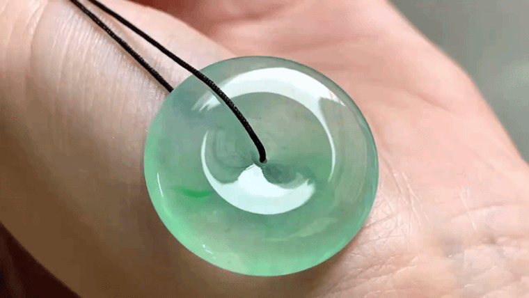 326423 翡翠金絲綠平安扣 (25mm直徑)