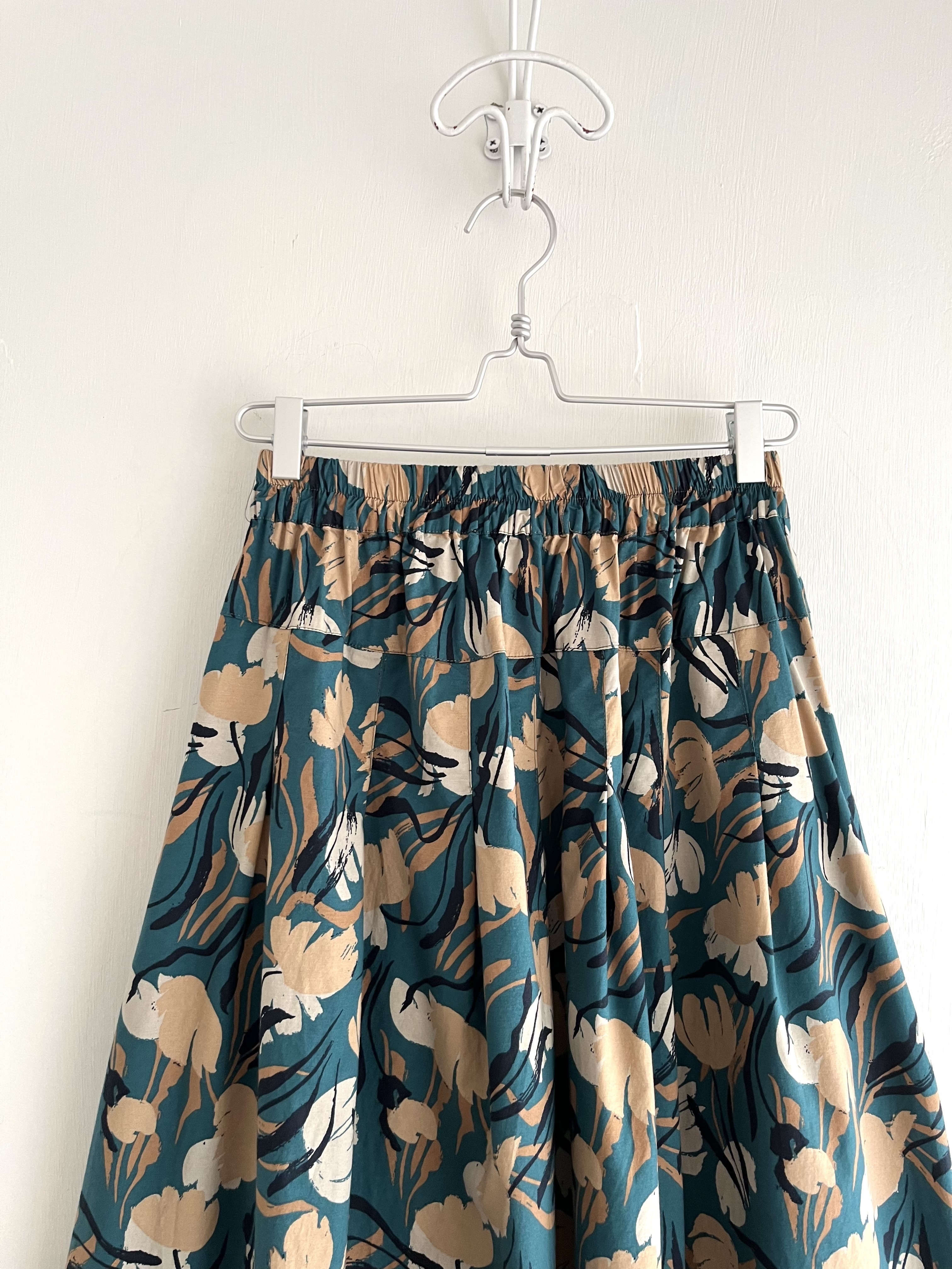 YUTA & YUTI綠色水彩花全橡筋裙