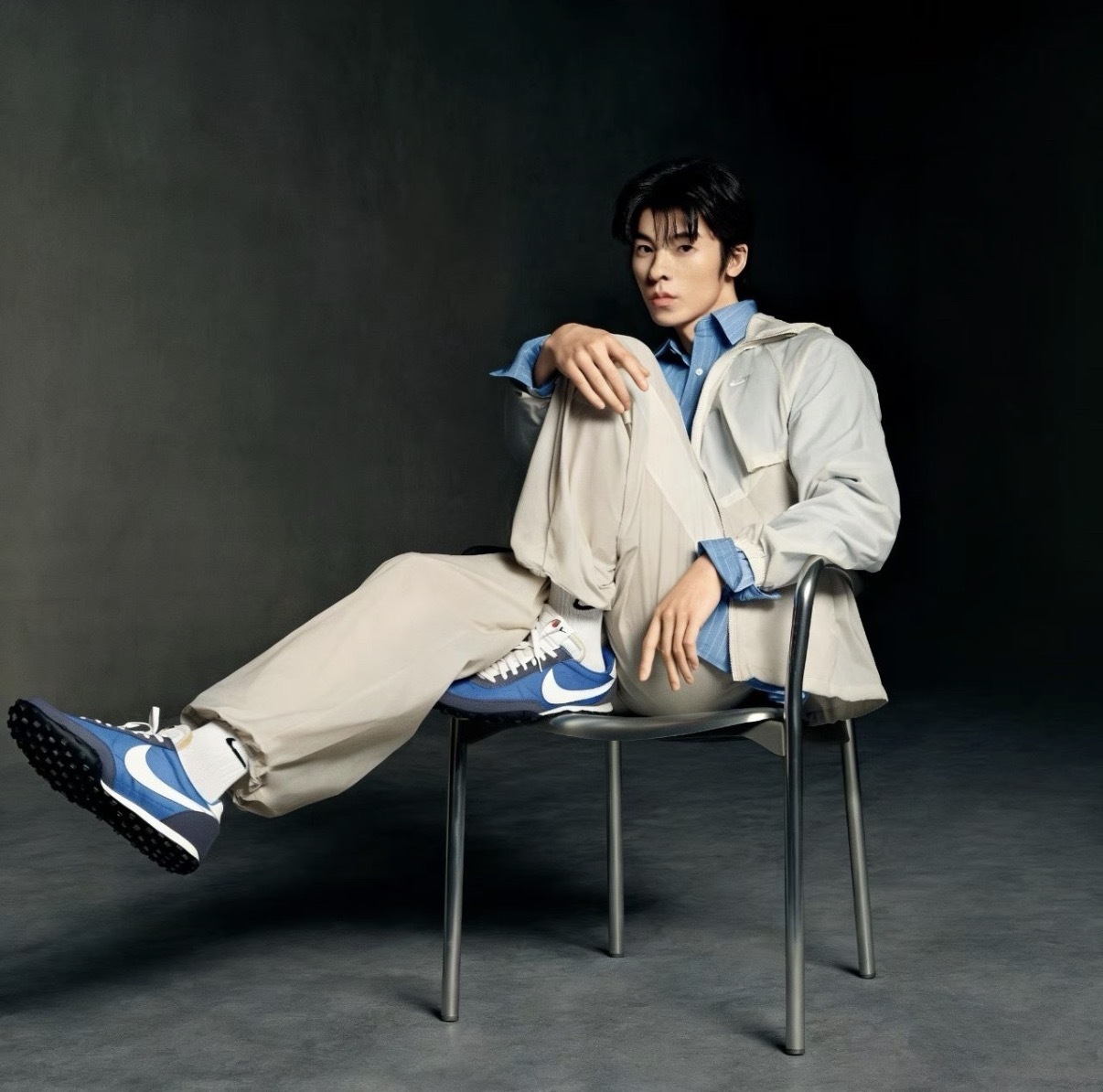 男鞋 NIKE WAFFLE RACER 藍色 許光漢同款 鬆餅格紋 復古 支撐 阿甘鞋 休閒鞋【IM8658-401】