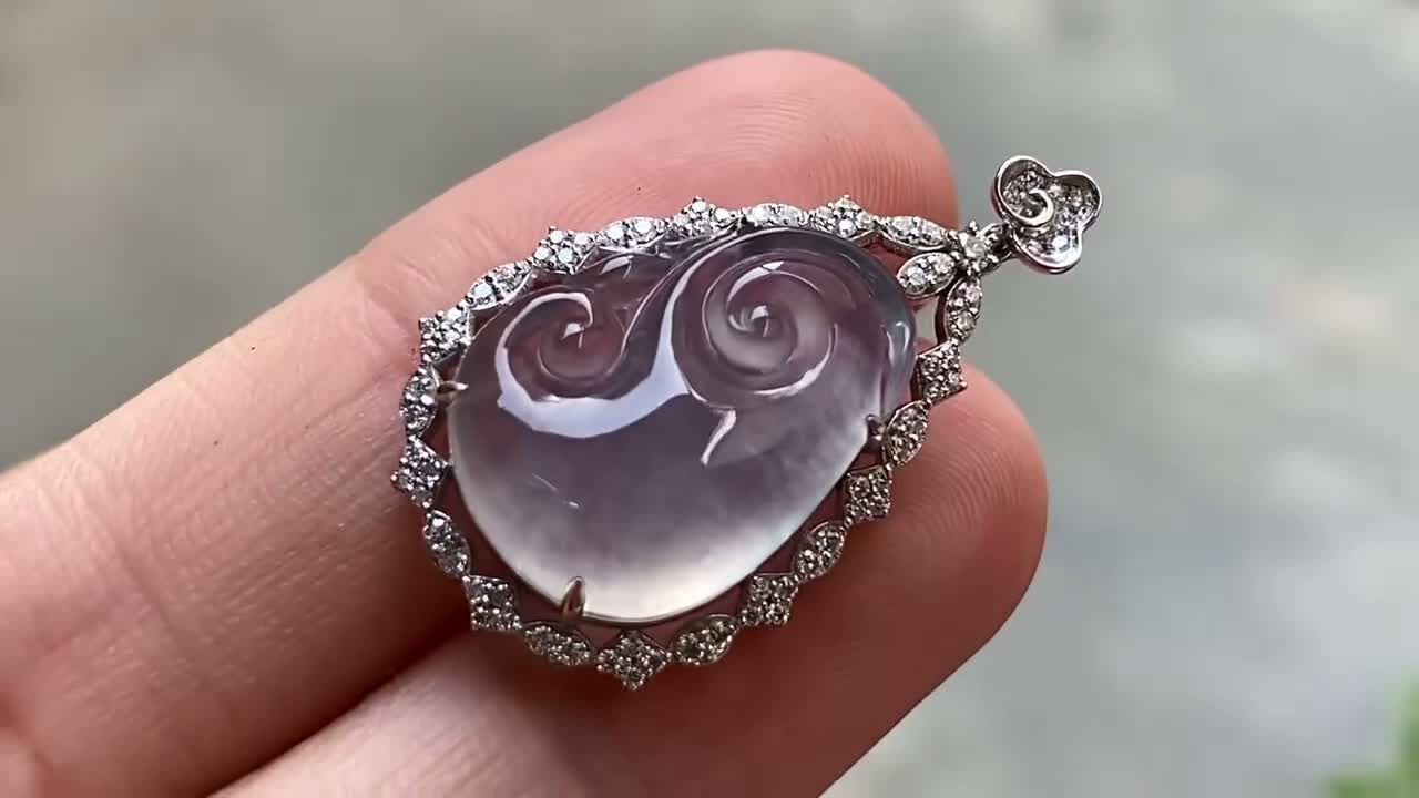 翡翠玻璃鋼如意吊墜,天然翡翠A玉, 緬甸玉, Jade, Jadeite