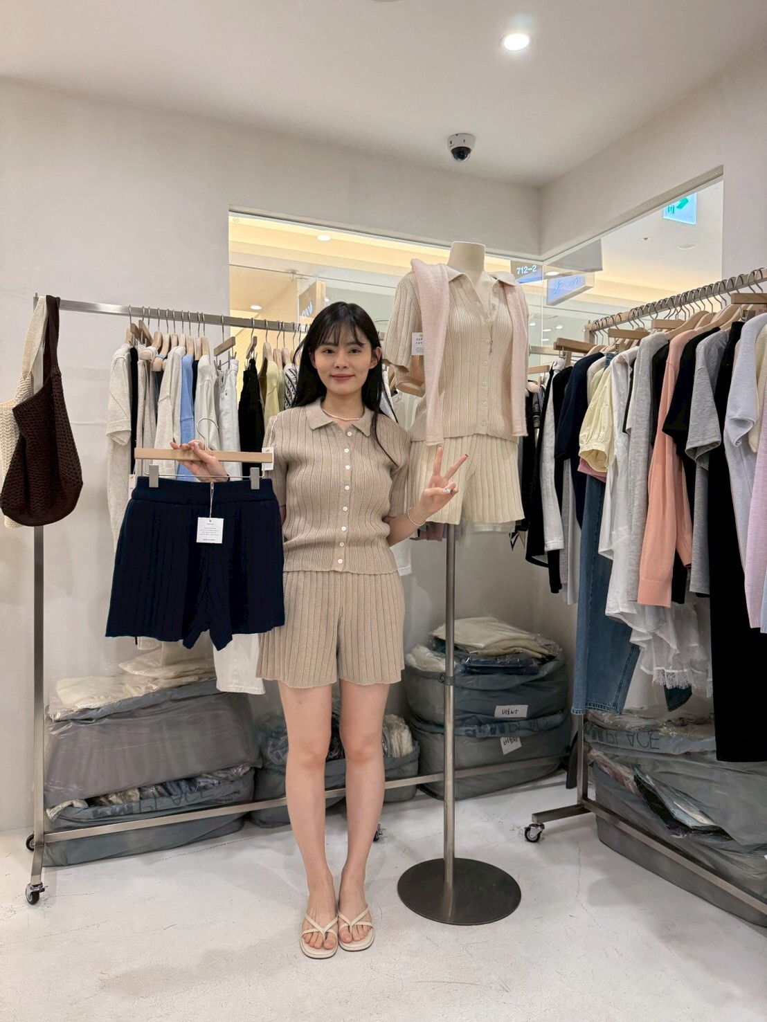 MB6002 坑紋彈性針織棉褲