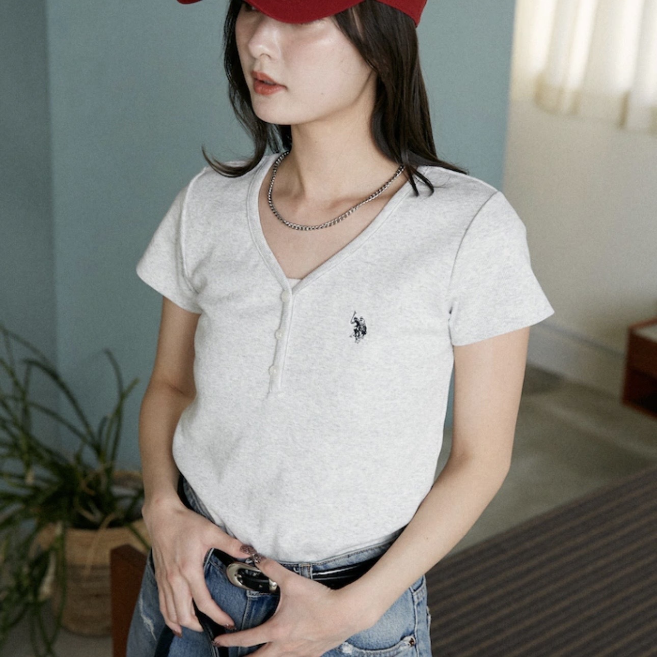 PUBLUX x U.S. POLO ASSN. 亨利領 短袖 休閒百搭 羅紋 針織