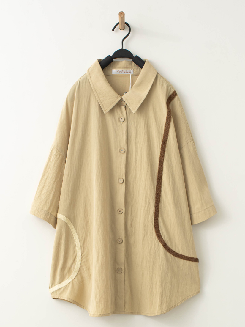 自然慵懶毛巾繡落肩上衣