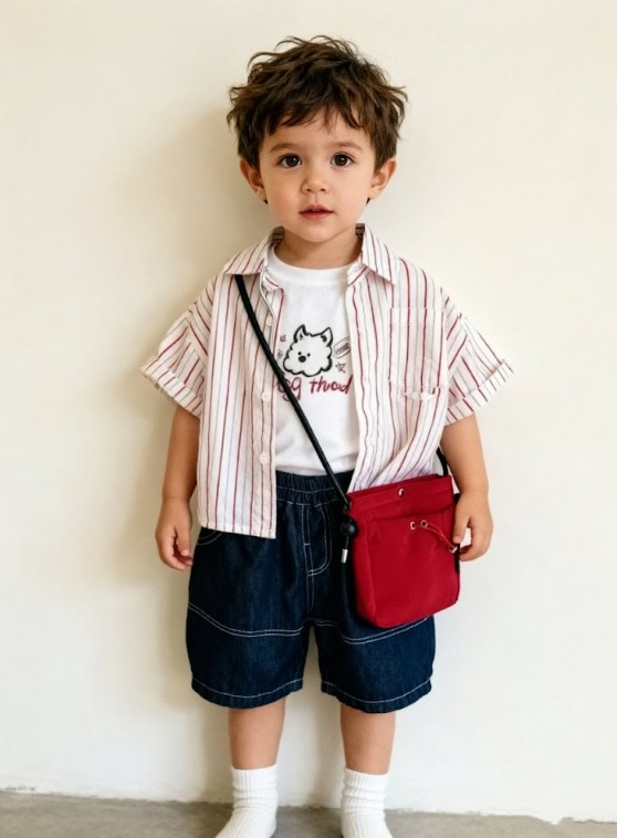 BYC04T021RD  紅白序曲撞色條紋短袖恤衫