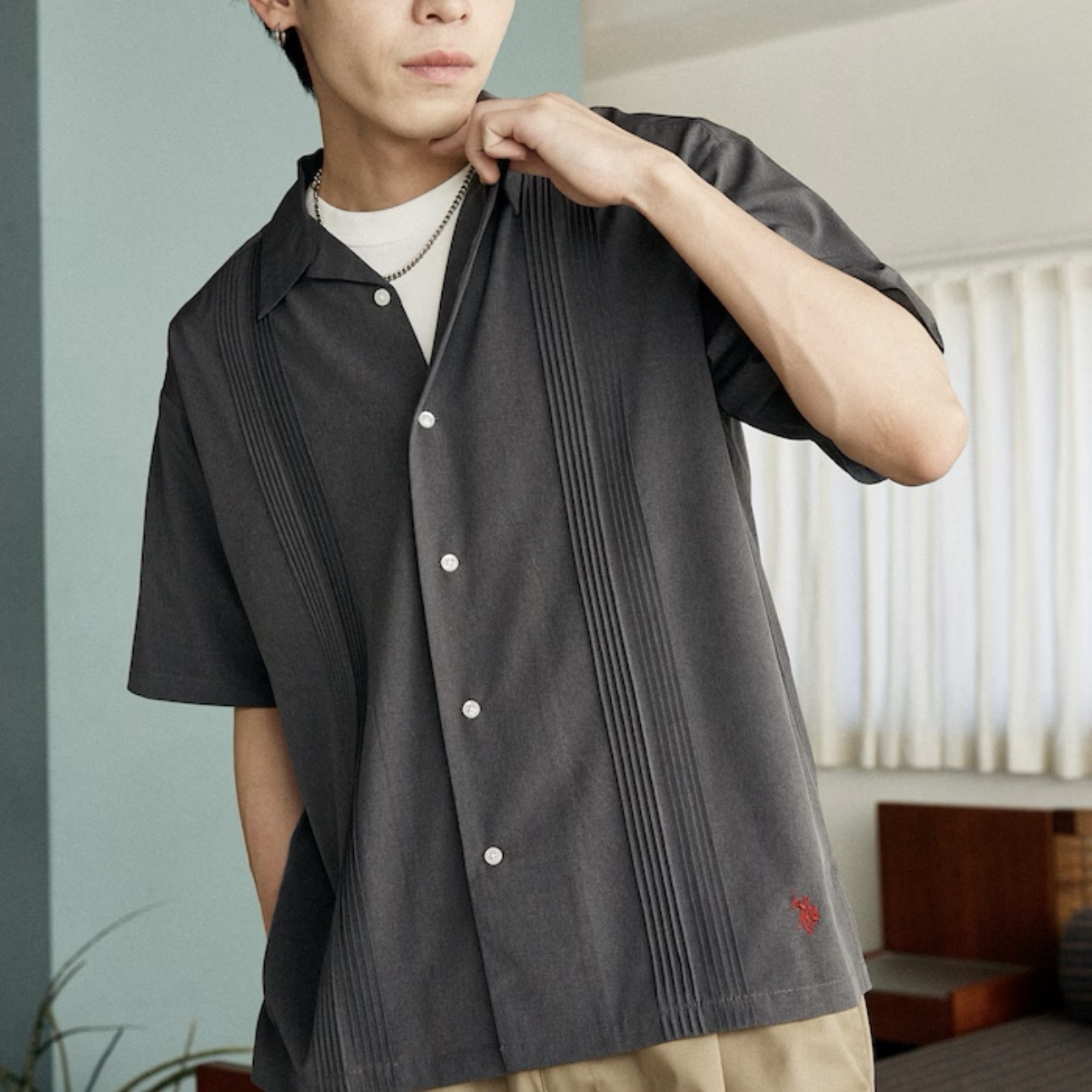 PUBLUX x U.S. POLO ASSN. 褶皺襯衫 短袖 上衣 外搭