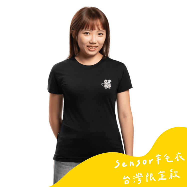 Sensor 女款 美麗諾羊毛短袖上衣-島嶼生活/飛翔綿羊(120g)黑色 26Z00001 [HappyOutdoor]