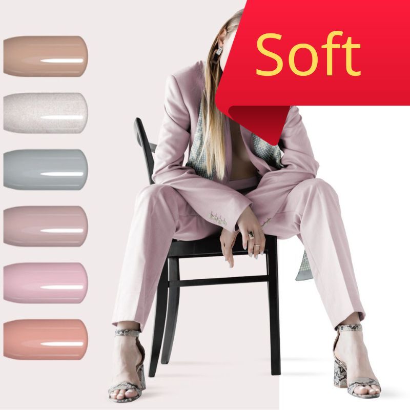 (柔和淡粉系) LCN  soft gel set  軟膠 (粉紅、裸啡, 米白)