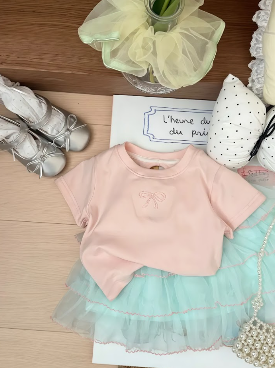 BYC04T024PK  蜜桃粉蝴蝶結芭蕾風上衣