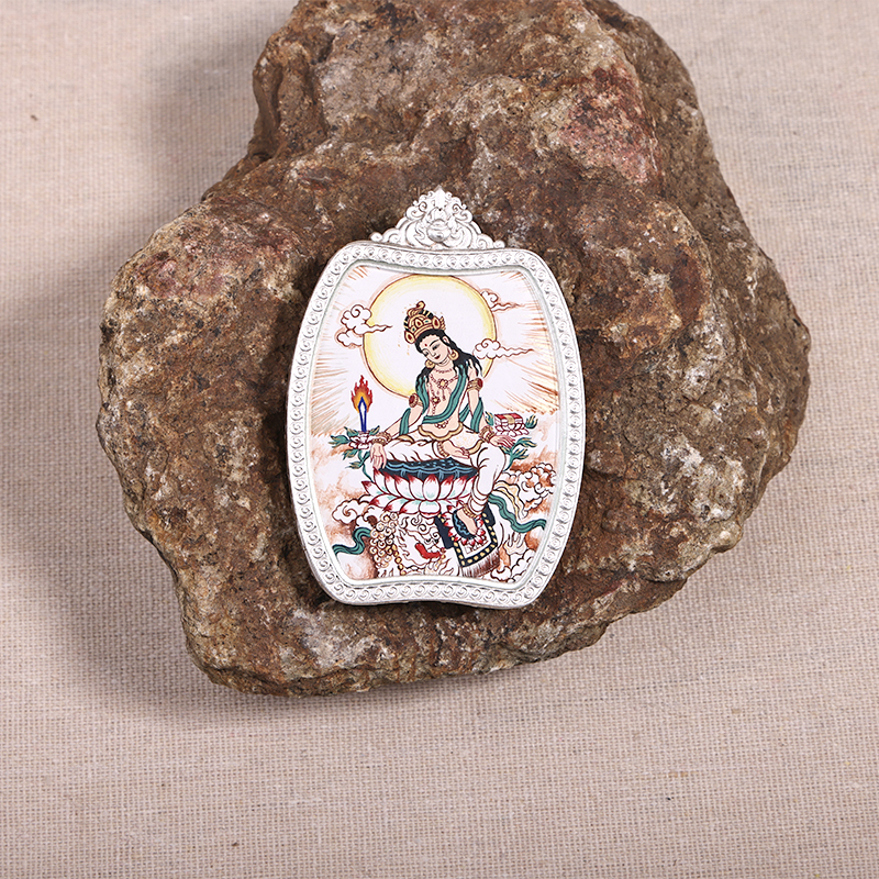 A33—五臺山純手繪文殊唐卡背聖湖4*5cm