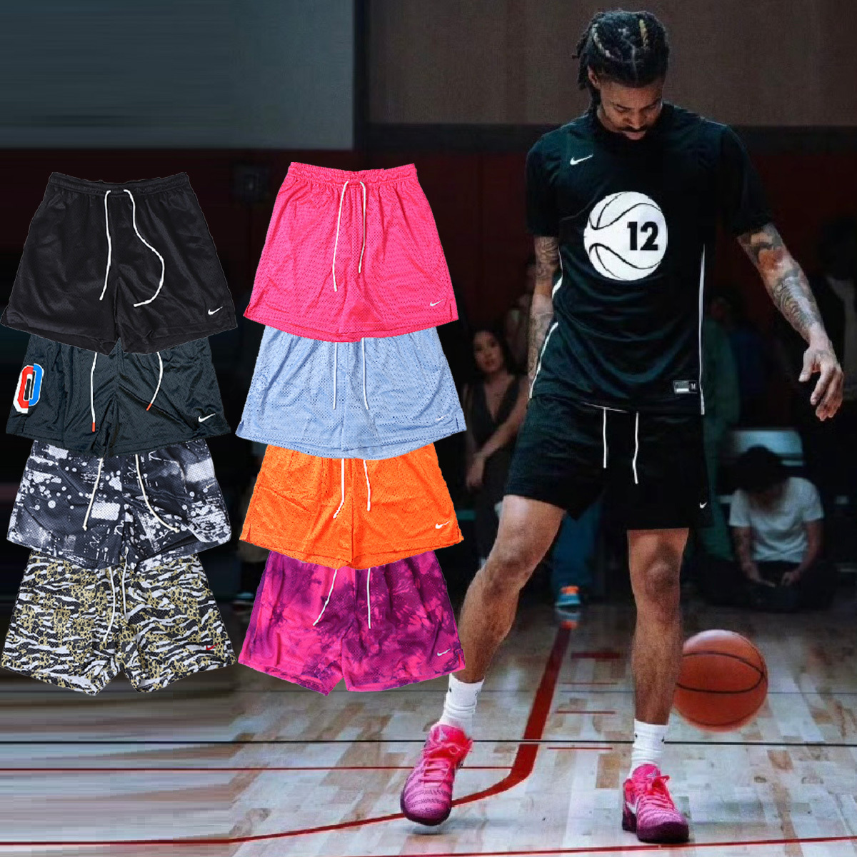 [特價售出無退換] 男款 NIKE AS M NK DF 5IN MESH SHORT 0號球褲 膝上褲 動物紋 黑白米 紫粉 黑 藍  JA Morant同款 莫蘭特 速乾 網布 透氣 運動 短褲【HV1881/IF2111/HV6934/IH9270/IF2574】ABshorts FLARE JA