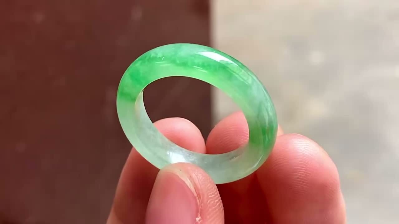 326430 翡翠金絲陽綠戒指指環 (圈口 18.5mm)