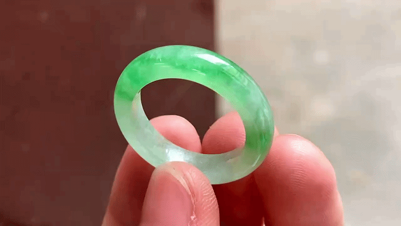 326430 翡翠金絲陽綠戒指指環 (圈口 18.5mm)