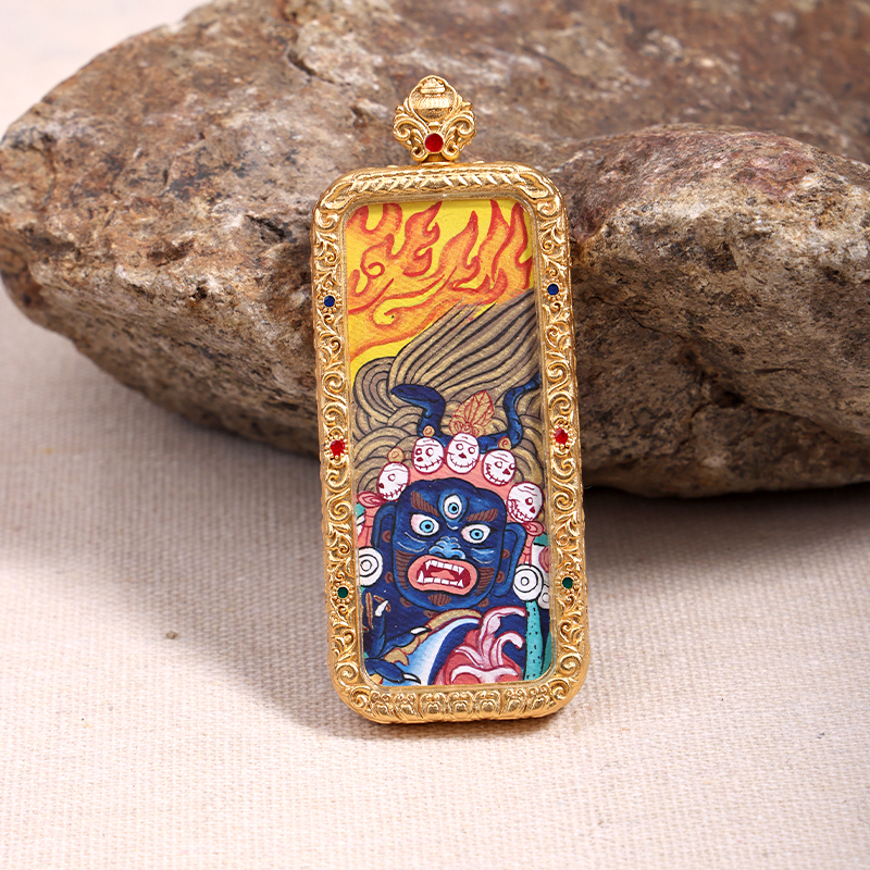 A35—五臺山大黑天唐卡純手繪唐卡2*5cm