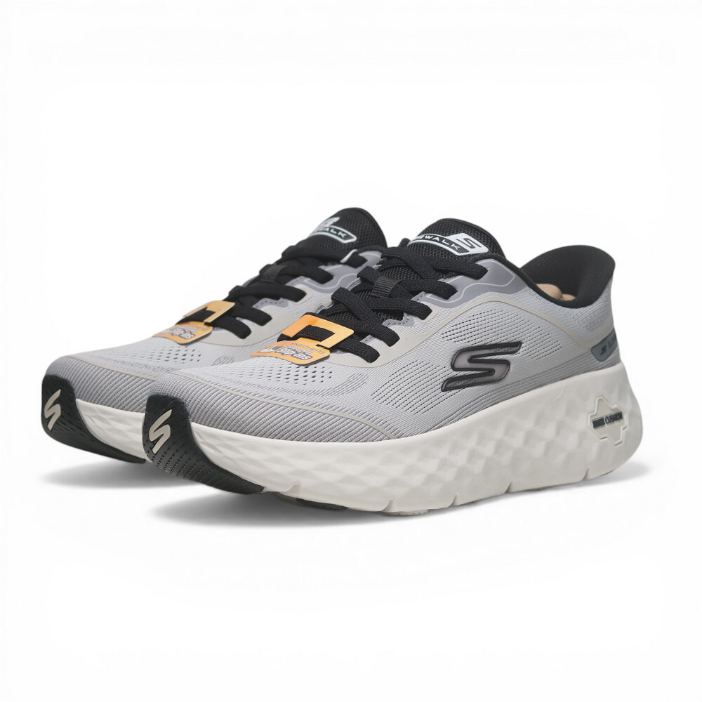 SKECHERS 健走鞋 GO WALK MAX CUSHIONING 灰白 瞬穿 免鞋帶 男 217109GYBK