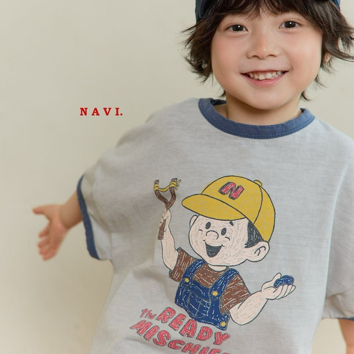 90-160 NAVI 小男孩滾邊上衣 2色