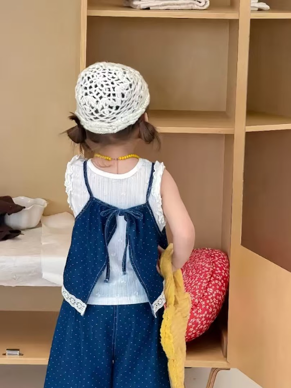 BYC04SE029BL  日系復古波點文藝3件套