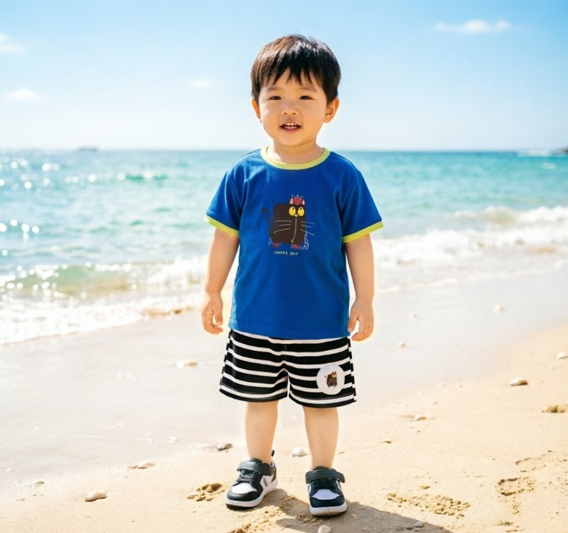 BYC04SE032BL 夏日驚喜貓咪拼色套裝