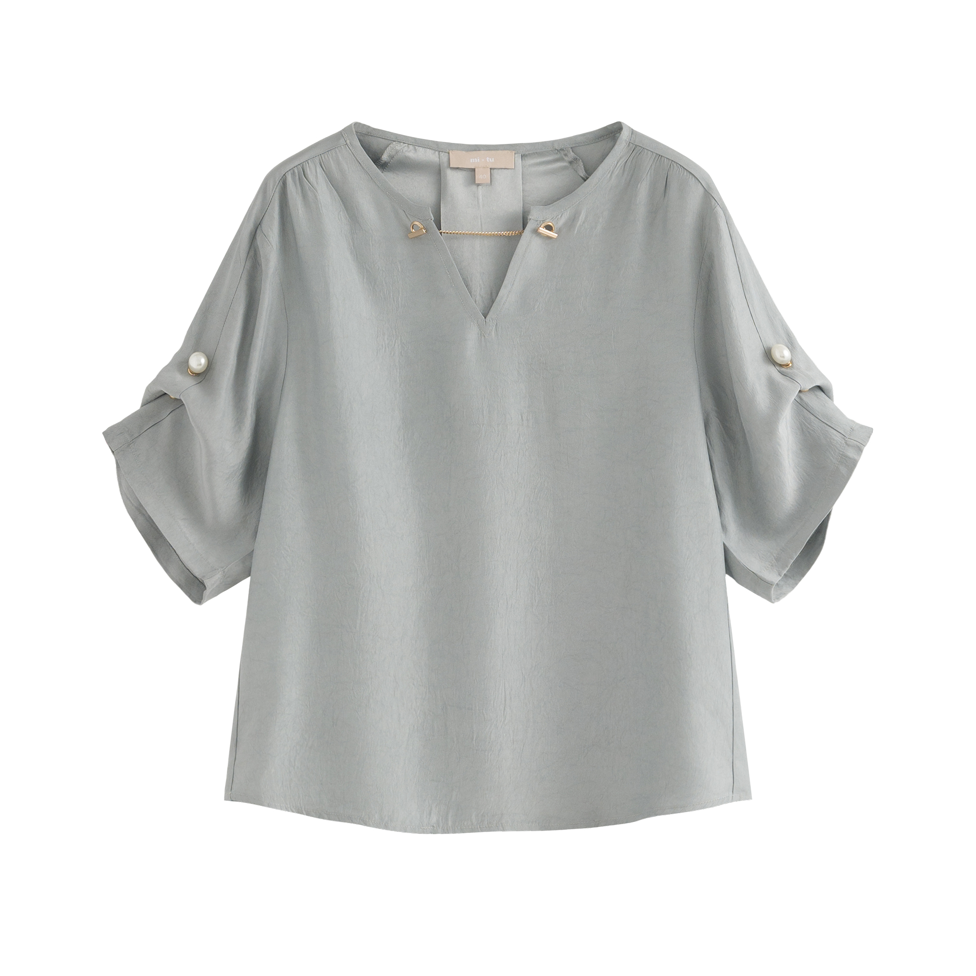 mi-tu 設計感抽褶上衣
