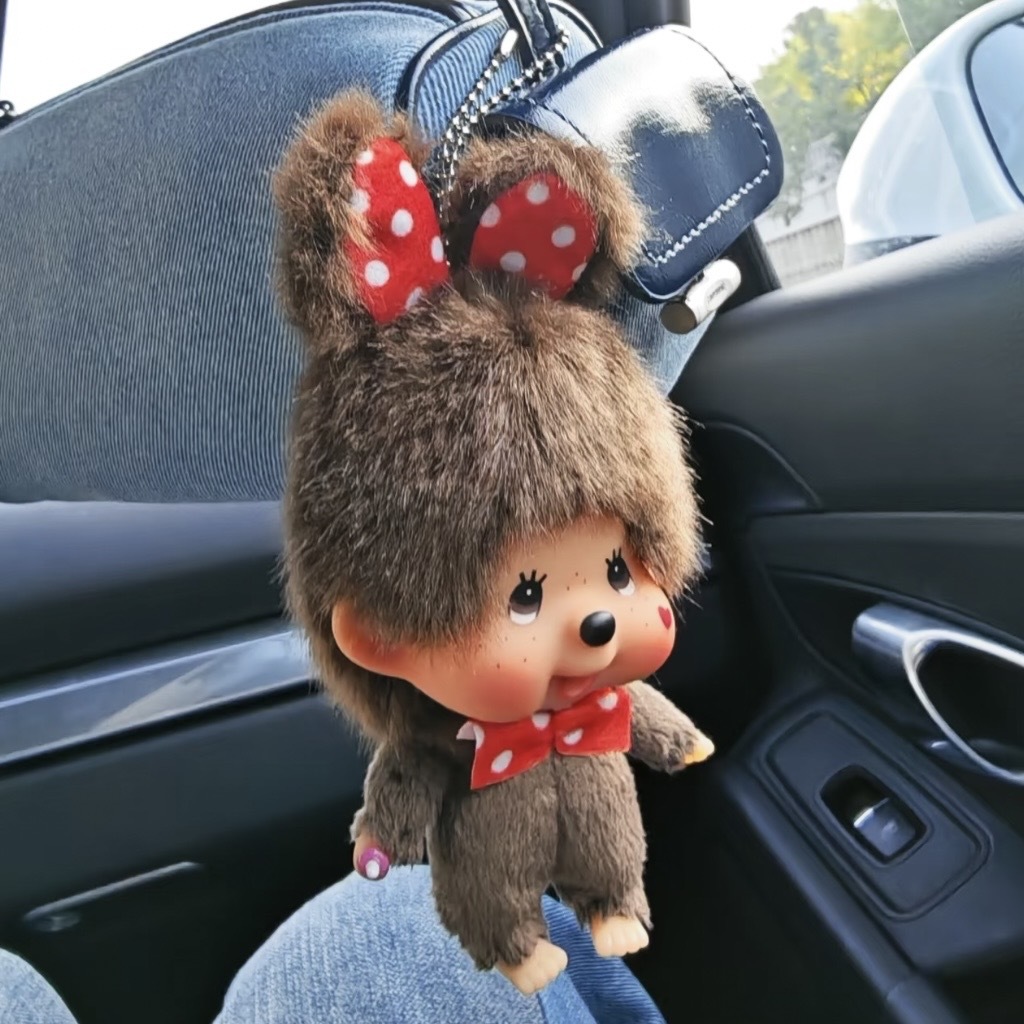 蒙奇奇 MONCHHICHI 大頭 點點 兔子耳朵 臉頰愛心 毛絨吊飾