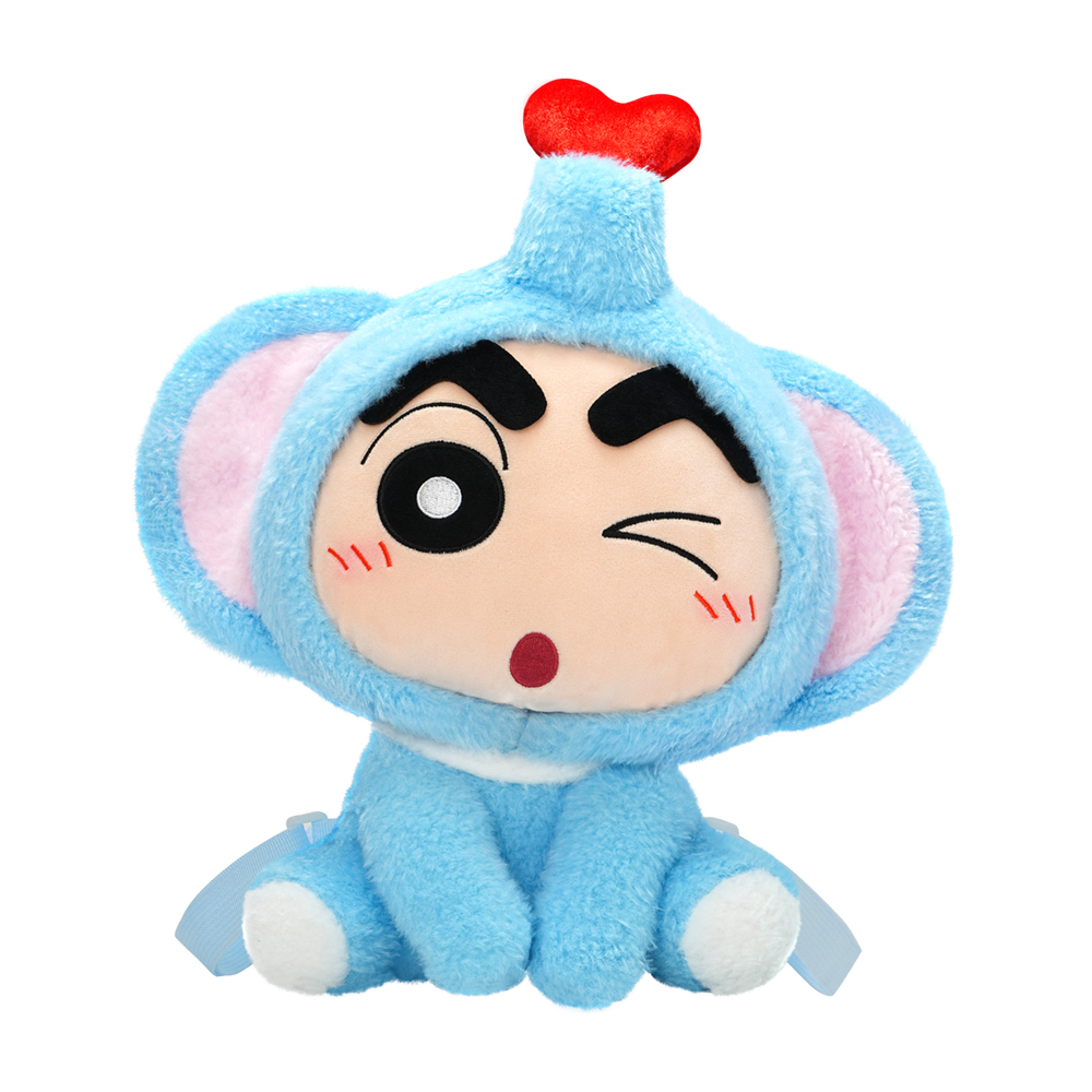 蠟筆小新-立體毛絨雙肩包-粉紅色大象/藍色大象