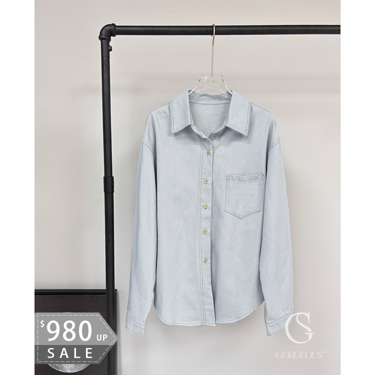 A116 「高磅淺刷牛仔外套」