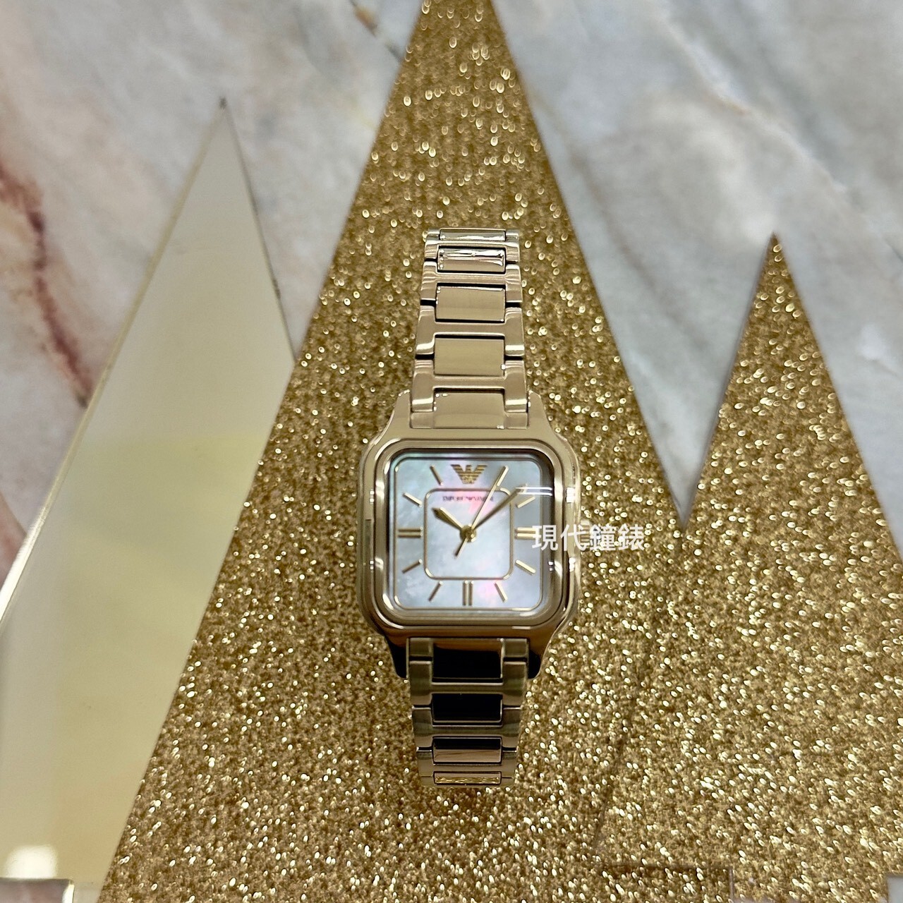 【EMPORIO ARMANI 亞曼尼】Genni 方形女錶AR11744 26mm 現代鐘錶