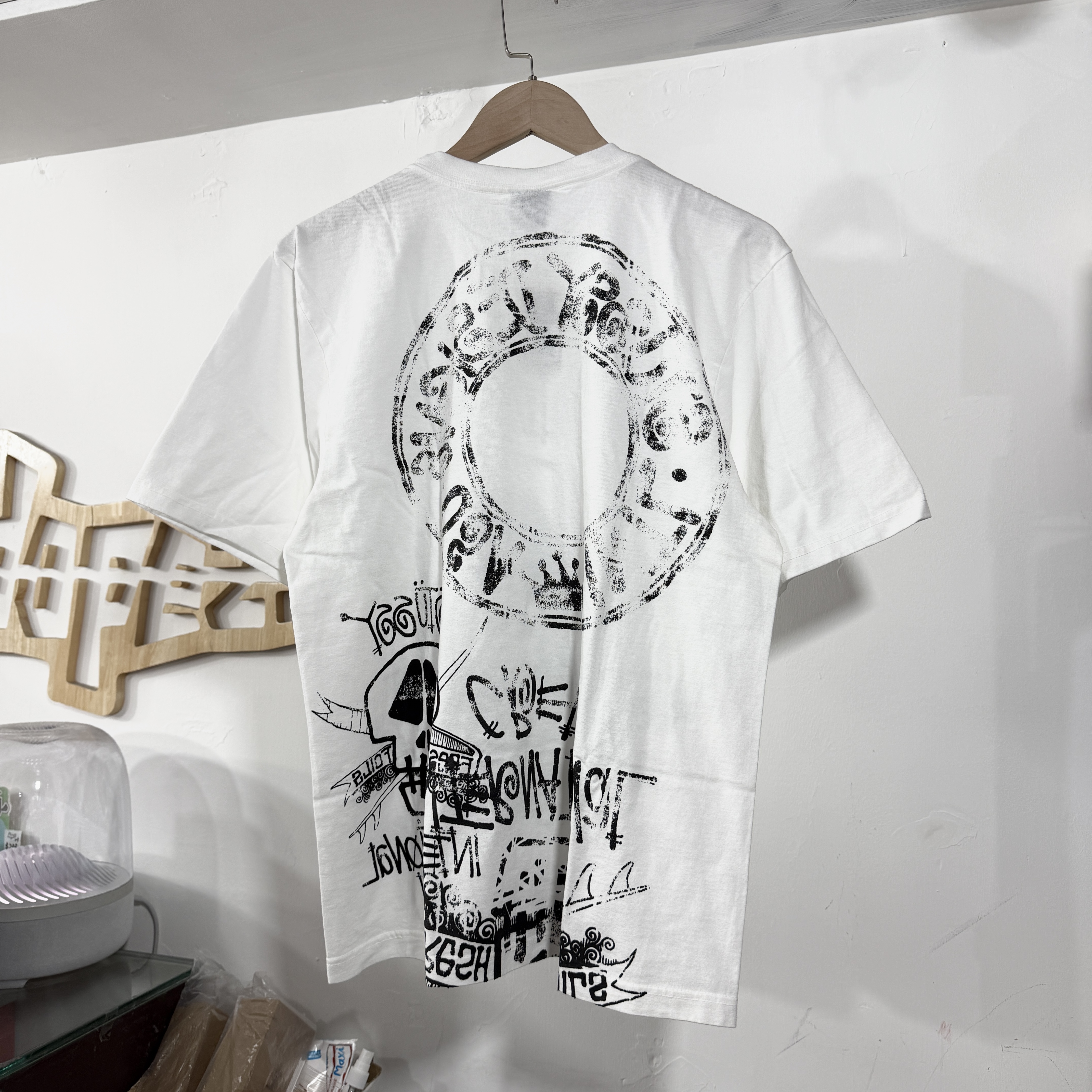 STUSSY SKULLS TEE PIGMENT DYED Natural 洗水米白