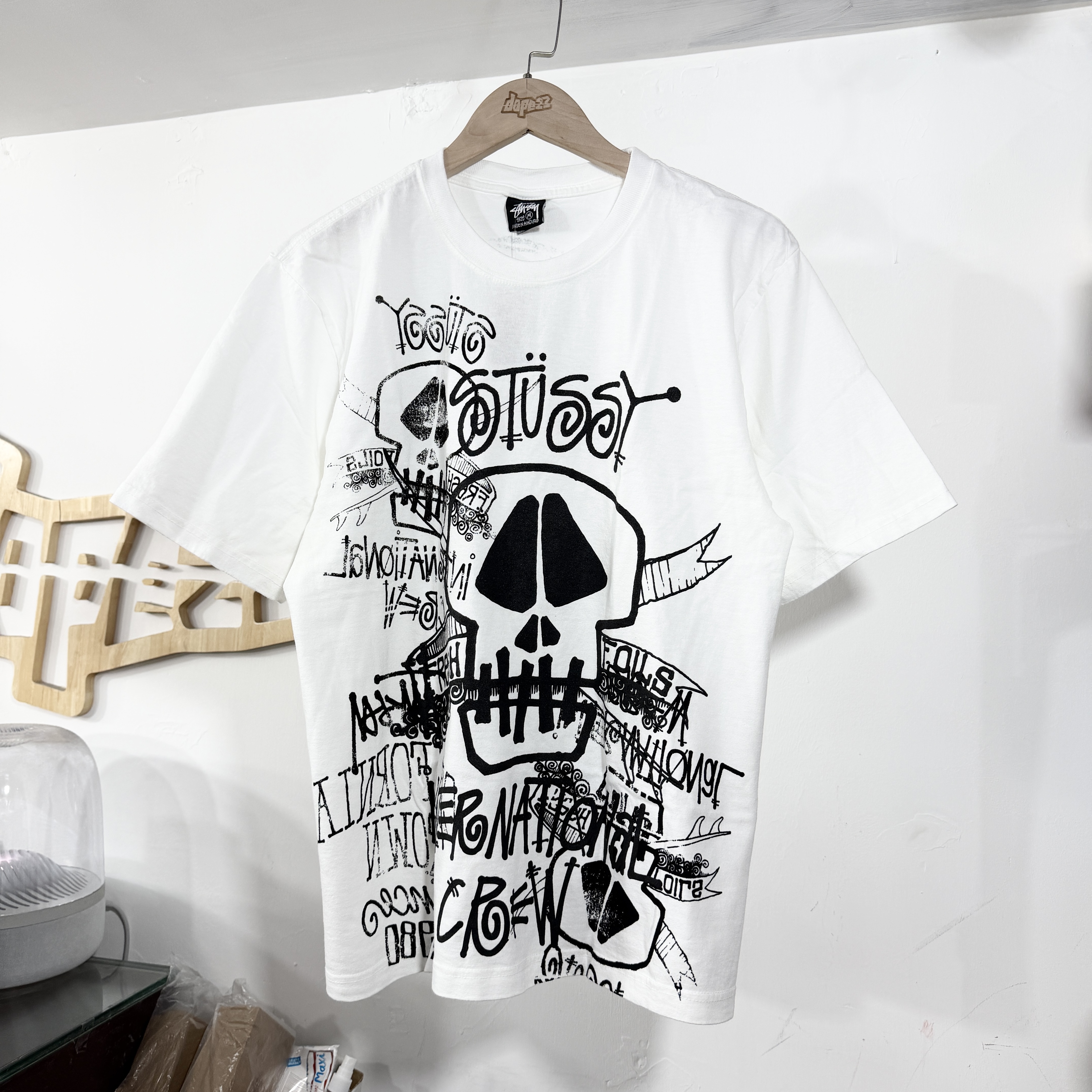 STUSSY SKULLS TEE PIGMENT DYED Natural 洗水米白