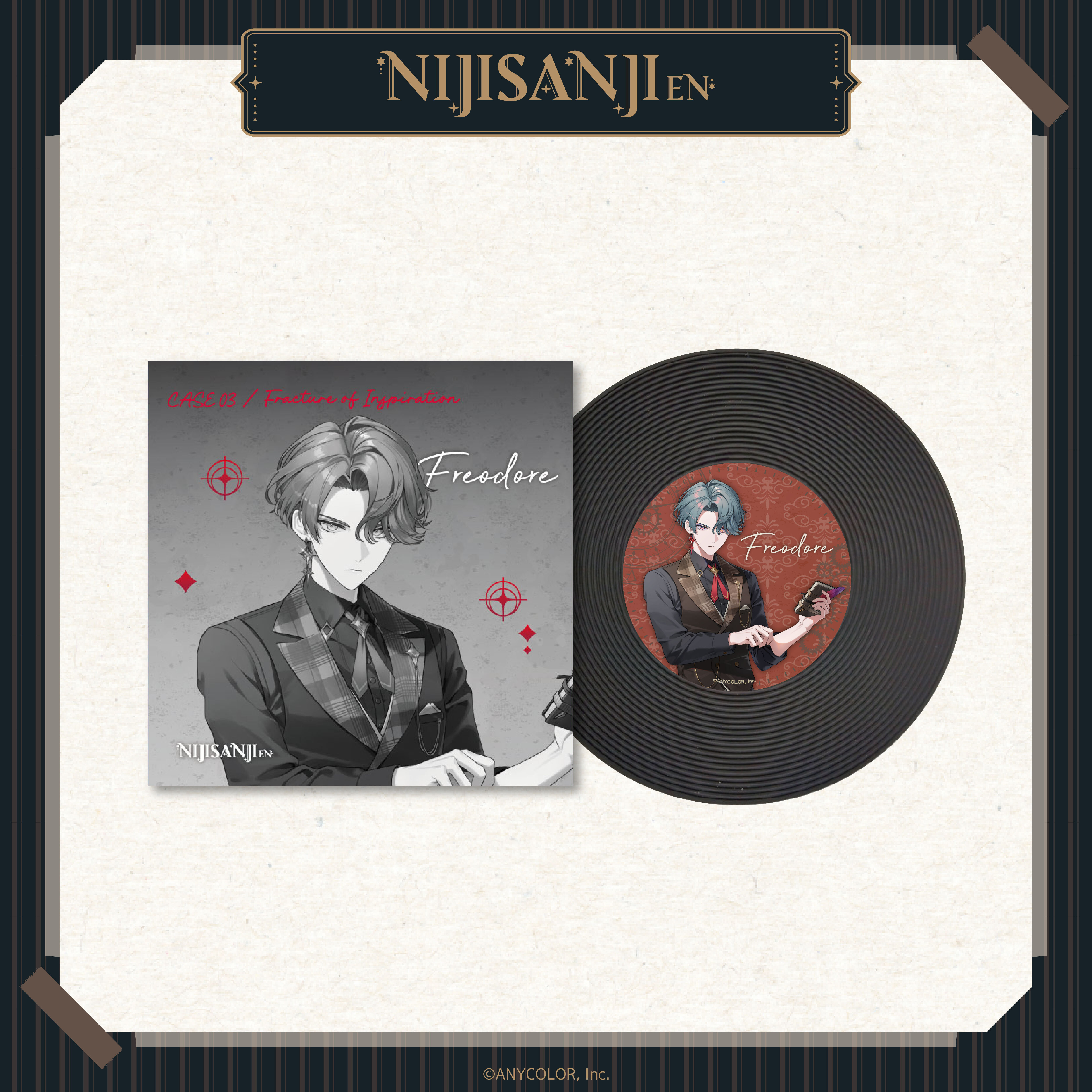 【預購】NIJISANJI EN-偵探謎影系列-立繪黑膠唱片杯墊-Freodore