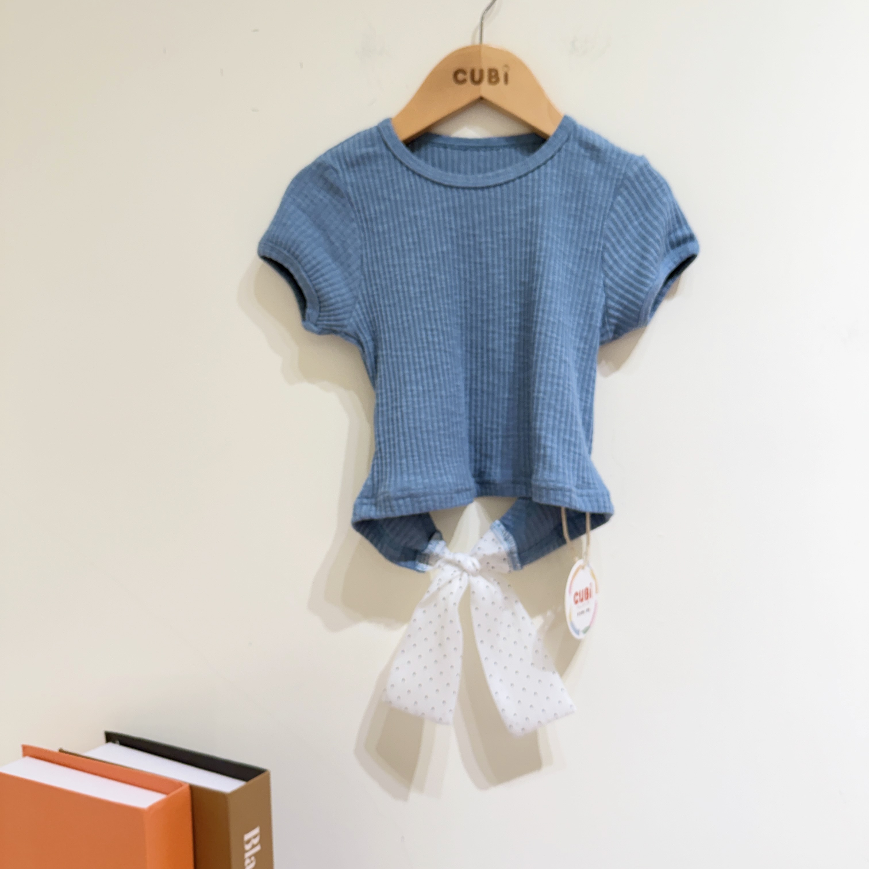 26夏 霧藍後綁帶上衣