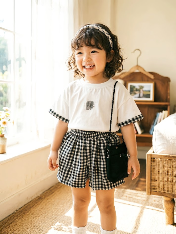 BYC04SE035BK 小象漫步黑白格仔套裝