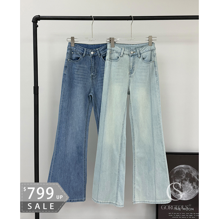 A87 「3D視覺彈力牛仔直順褲」