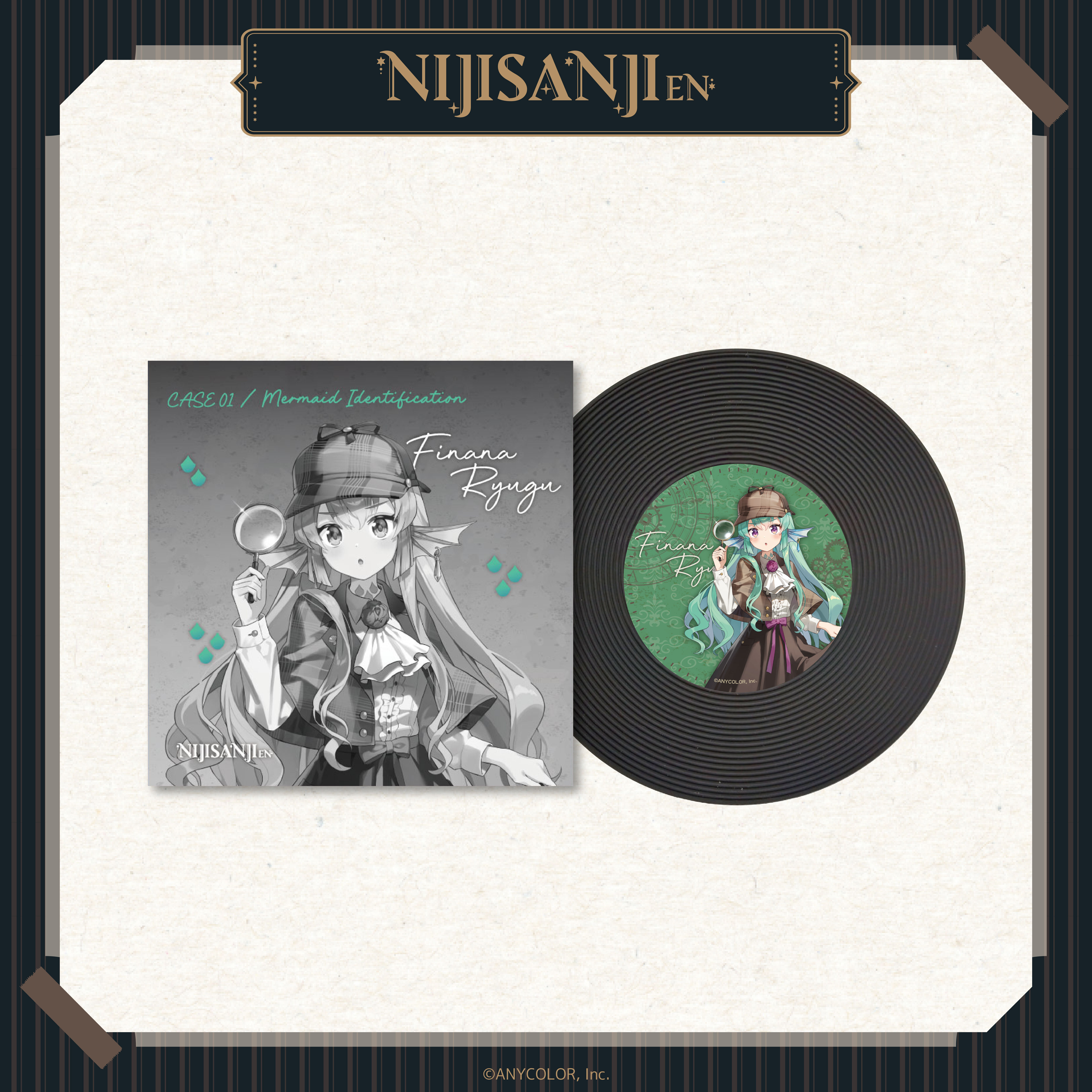 【預購】NIJISANJI EN-偵探謎影系列-立繪黑膠唱片杯墊-Finana Ryugu