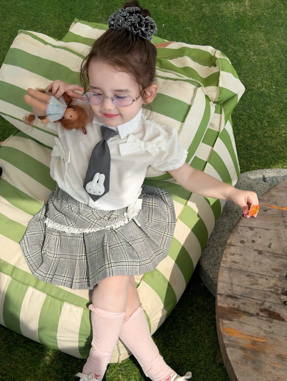 BYC04SE036BK  萌小兔校園日記百褶裙套裝