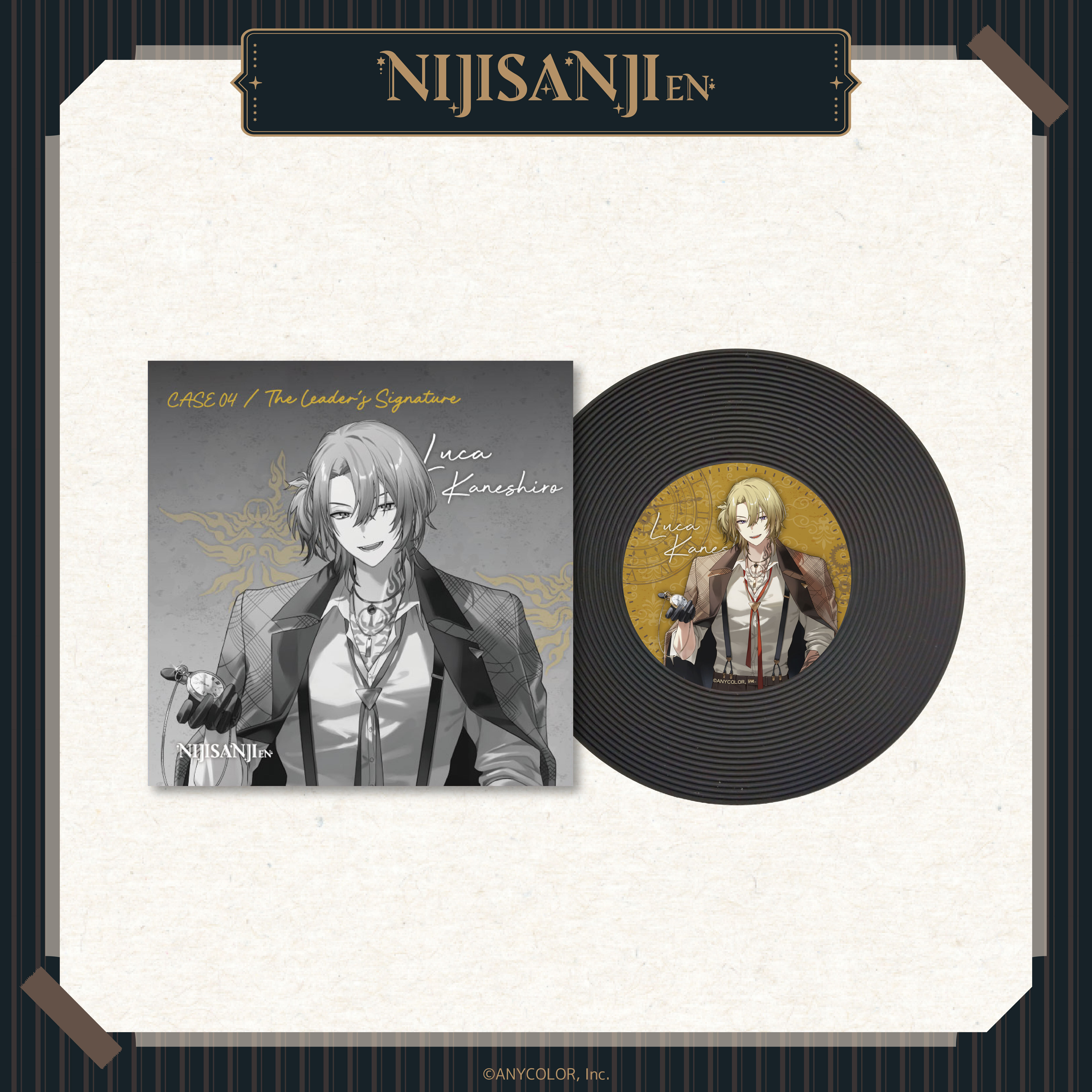 【預購】NIJISANJI EN-偵探謎影系列-立繪黑膠唱片杯墊-Luca Kaneshiro
