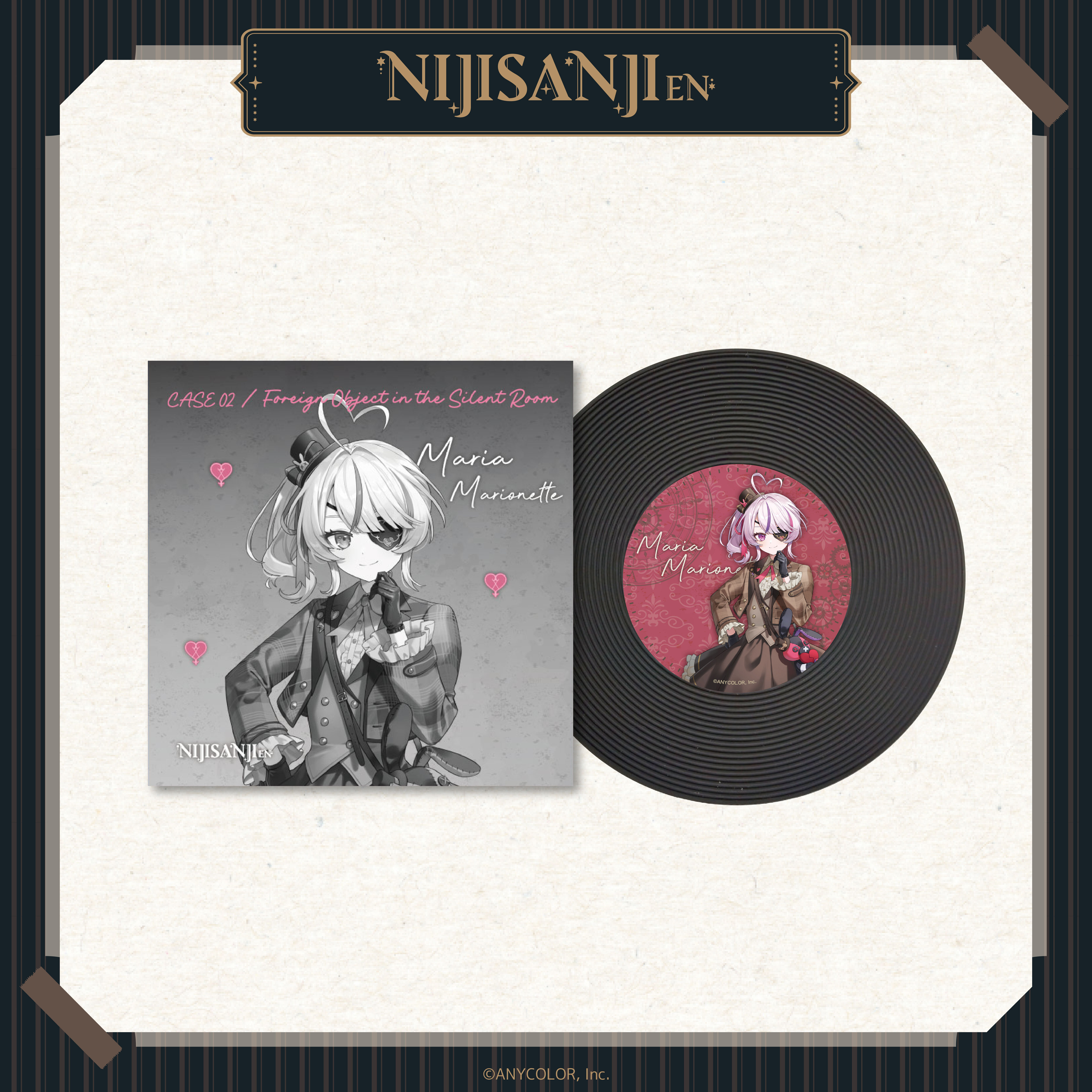 【預購】NIJISANJI EN-偵探謎影系列-立繪黑膠唱片杯墊-Maria Marionette