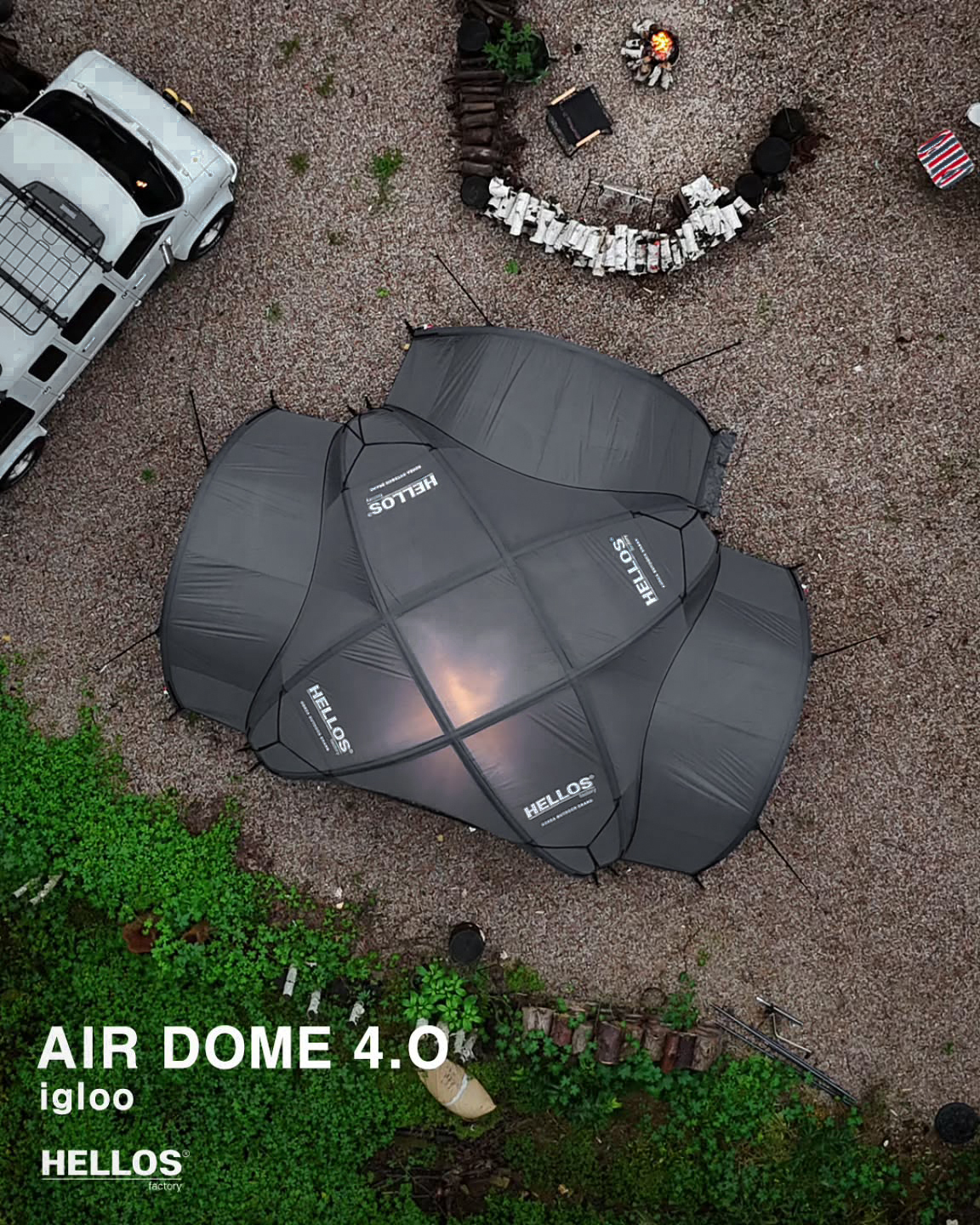 HELLOS｜韓國HELLOS AIR DOME 4.0 — IGLOO 灰冰球充氣帳